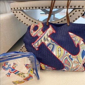 Vera Bradley Navy Paisley Anchor Beach/Pool Bag